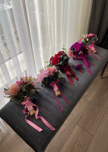 Mor Kurdeleli Bohem Gelin Buketi - Görsel 8