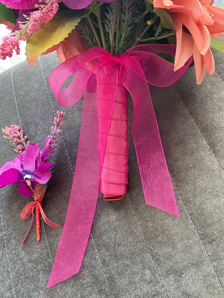 Mor Kurdeleli Bohem Gelin Buketi - Görsel 3