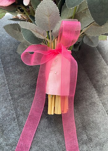 Pembe Kurdeleli Bohem Gelin Buketi - Görsel 2