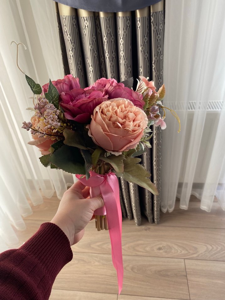 Pembe Kurdeleli Bohem Gelin Çiçeği - Görsel 2