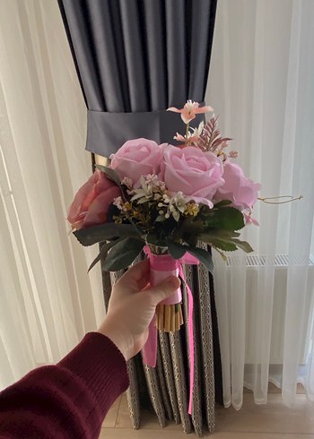 Pembe Gül Gelin Buketi - Görsel 4