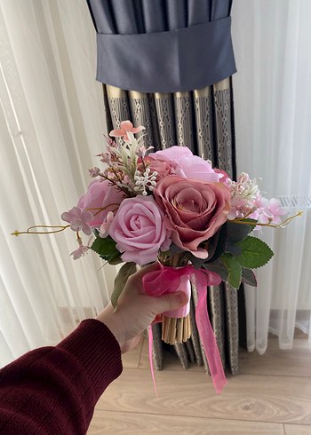 Pembe Gül Gelin Buketi - Görsel 2