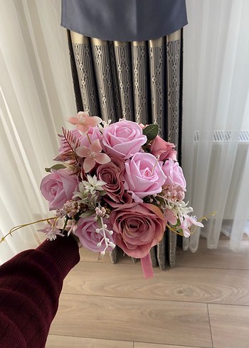 Pembe Gül Gelin Buketi - Görsel 3