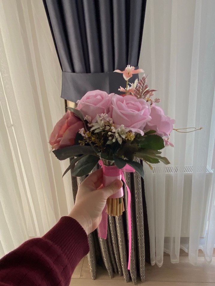 Pembe Gül Gelin Buketi - Görsel 4