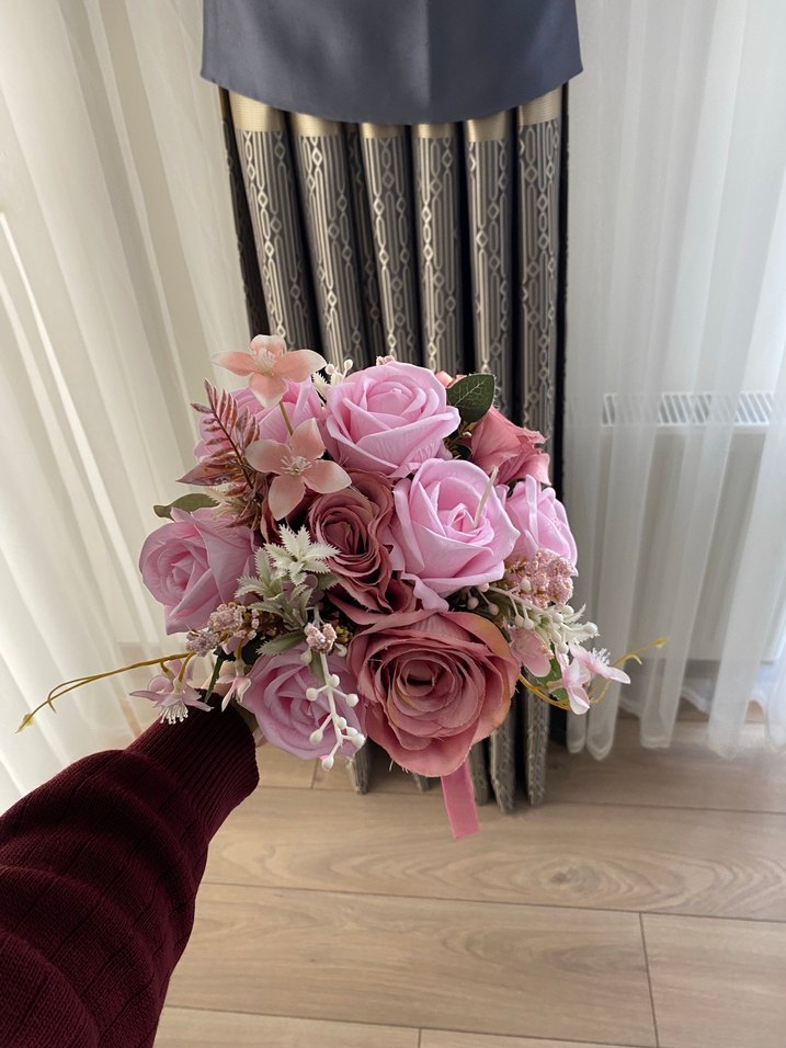 Pembe Gül Gelin Buketi - Görsel 3