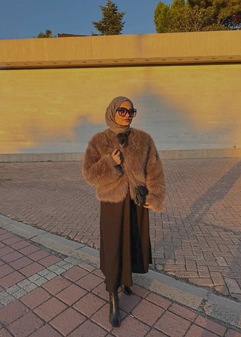 Gri Midi Suni Kürk, Bohem Tarzda - Görsel 2