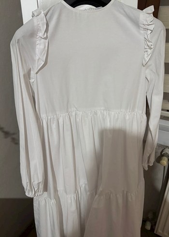 Beyaz Bohem Uzun Pamuklu Elbise - Görsel 2