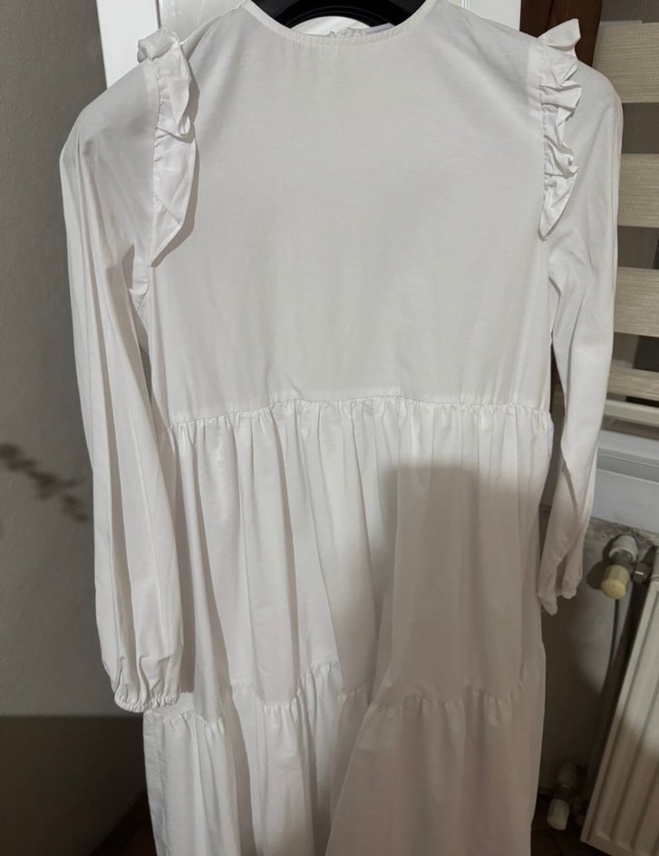 Beyaz Bohem Uzun Pamuklu Elbise - Görsel 2