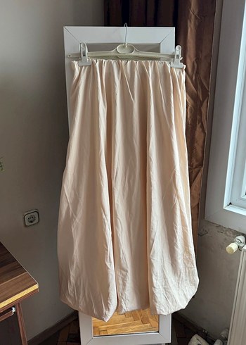 Bej İpek Görünümlü Uzun Fransız Etek - Görsel 2