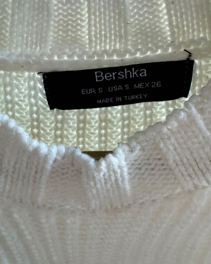 Beyaz Örgü Kadın bershka Triko Kazak - Görsel 2