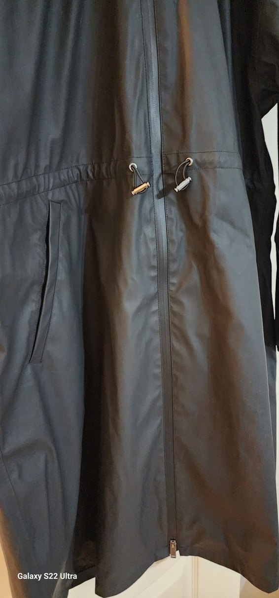 Siyah Uzun Kadın Yağmurluk Fermuarlı - Görsel 4