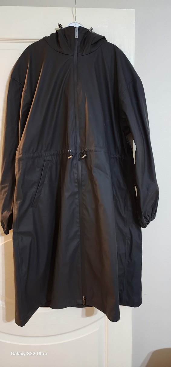 Siyah Uzun Kadın Yağmurluk Fermuarlı - Görsel 2