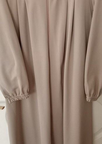 40 Beden camel Renk Bej Drape Detaylı Uzun Kadın Elbise/ Ferace