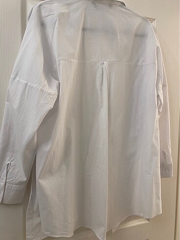 Diğer Beyaz Oversize Basic Cepli Gömlek