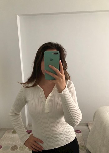 Trendyol & Milla Beyaz İnce Fitilli Triko Kazak