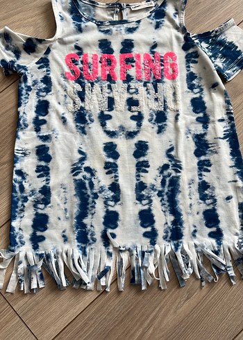 Kız Çocuk Bağlamalı Tişört Renkli Desenli - Görsel 2