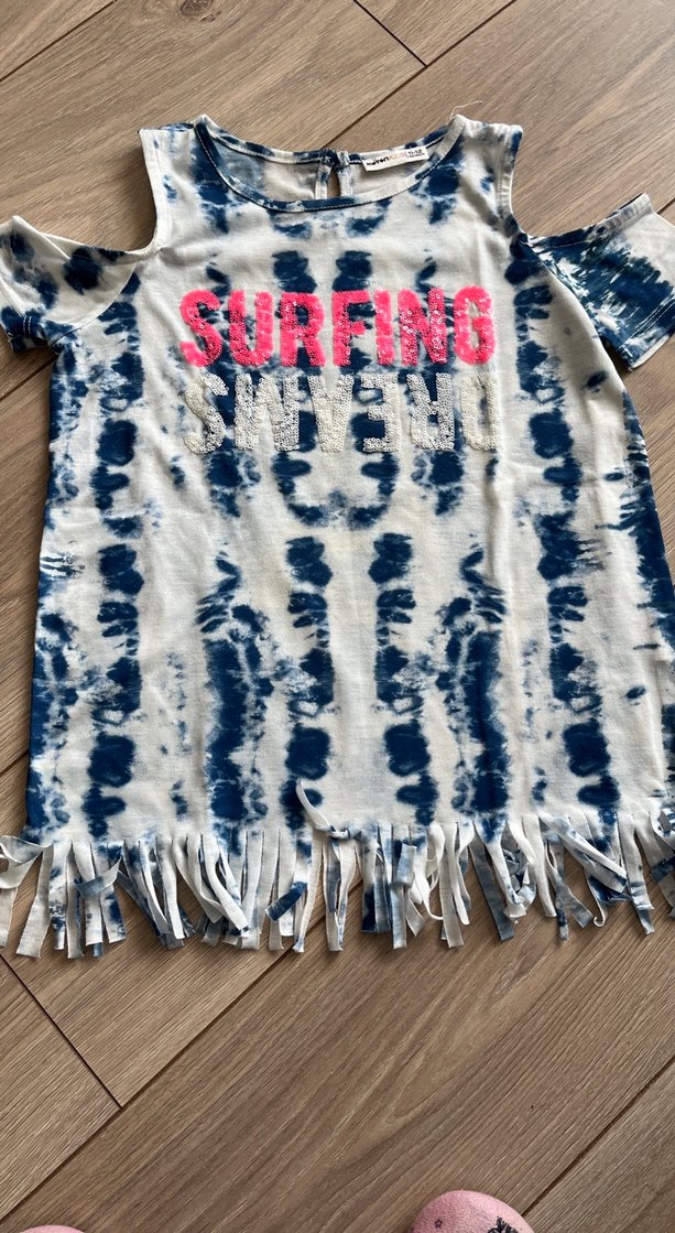 Kız Çocuk Bağlamalı Tişört Renkli Desenli - Görsel 2