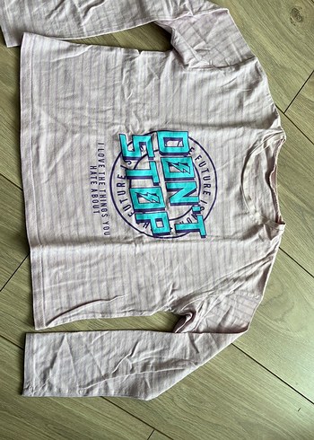 Kız Çocuk Gri Uzun Kollu Baskılı Tişört - Görsel 2