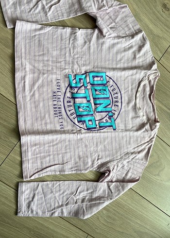 Kız Çocuk Gri Uzun Kollu Baskılı Tişört - Görsel 3