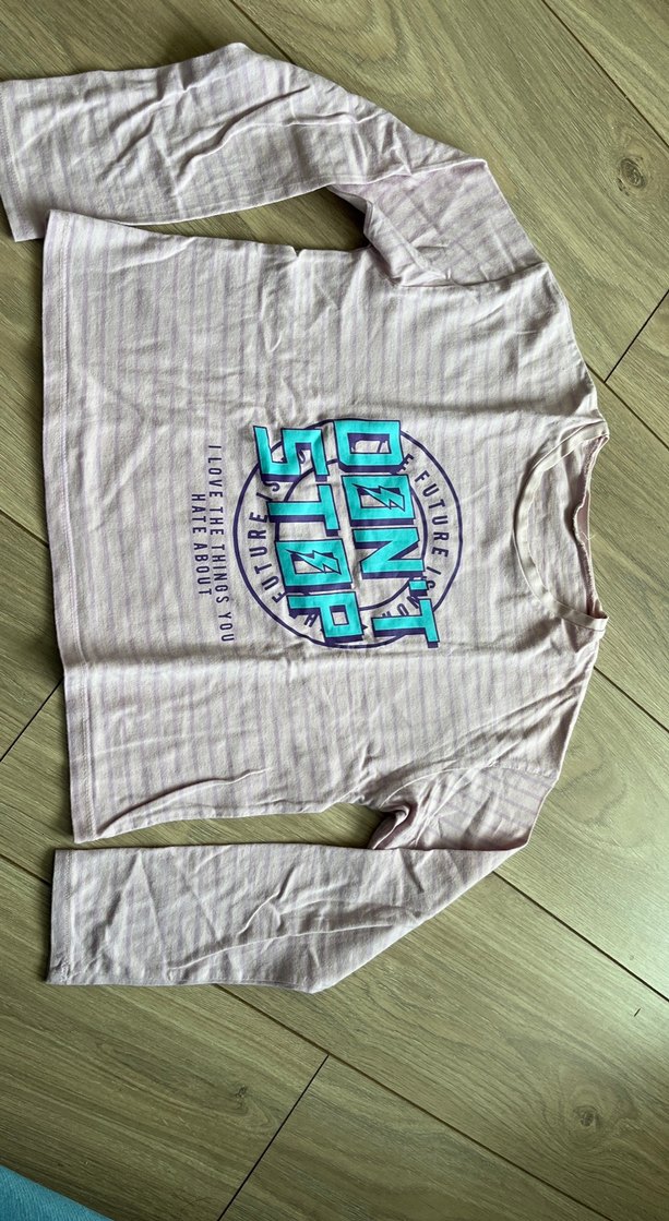 Kız Çocuk Gri Uzun Kollu Baskılı Tişört - Görsel 2