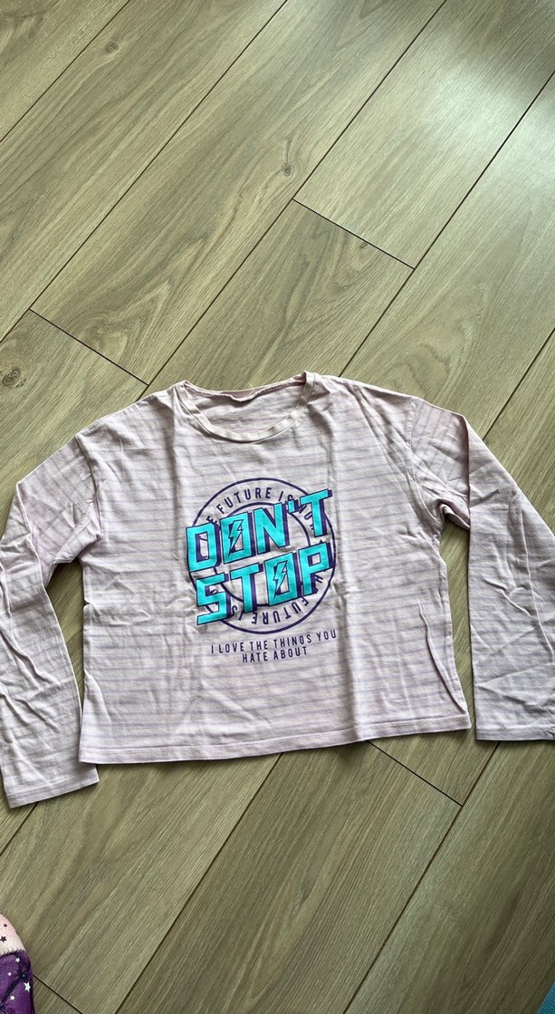 Kız Çocuk Gri Uzun Kollu Baskılı Tişört - Görsel 4