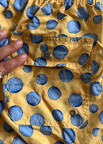 Sarı Puantiyeli Düğmeli Erkek Mayo - Görsel 5