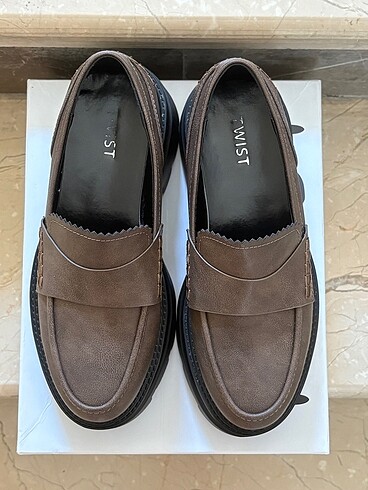39 Beden kahverengi Renk Twist platformlu loafer