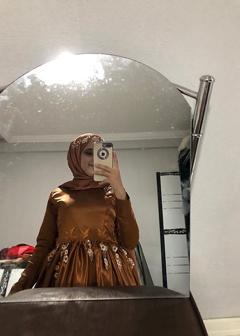 Tesettür Uzun Kollu Abiye Elbise - Görsel 4