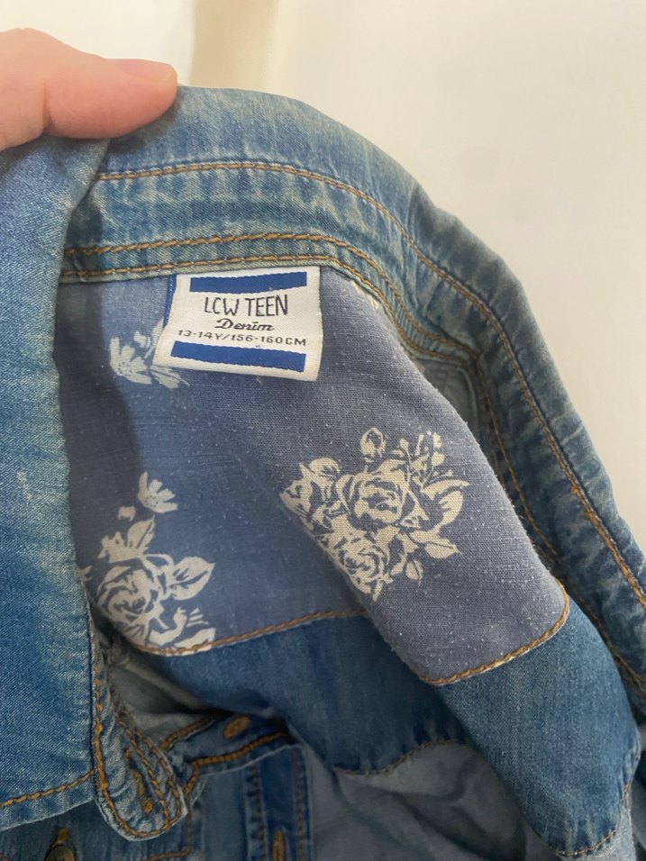 Kız çocuğu mavi Denim Gömlek - Görsel 2