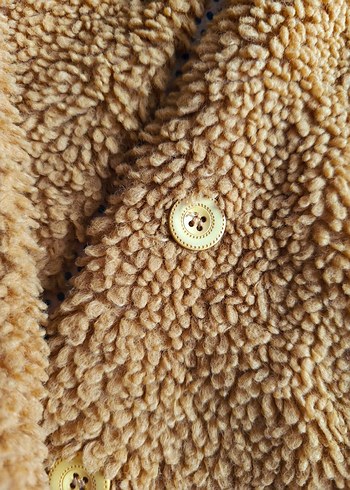 Kahverengi Peluş kız çocuk Kaban - Görsel 2