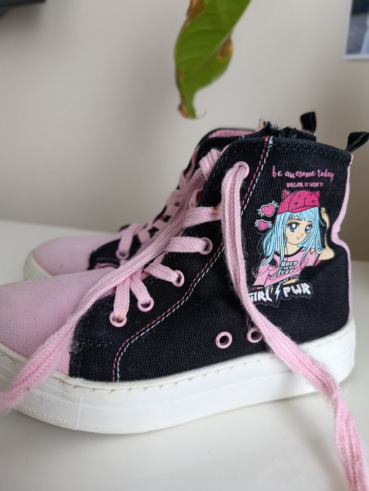 Pembe Rock Punk Kız Çocuk Spor Ayakkabı - Görsel 2