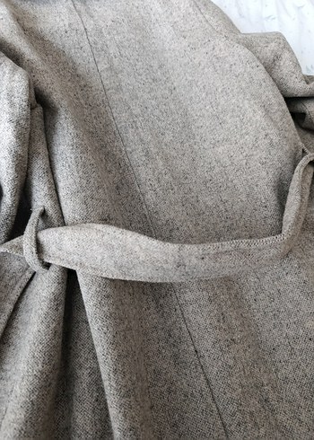 Gri Çift Düğmeli Kadın Kaban - Görsel 4