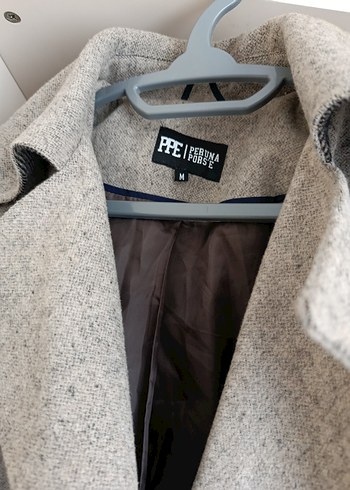 Gri Çift Düğmeli Kadın Kaban - Görsel 2