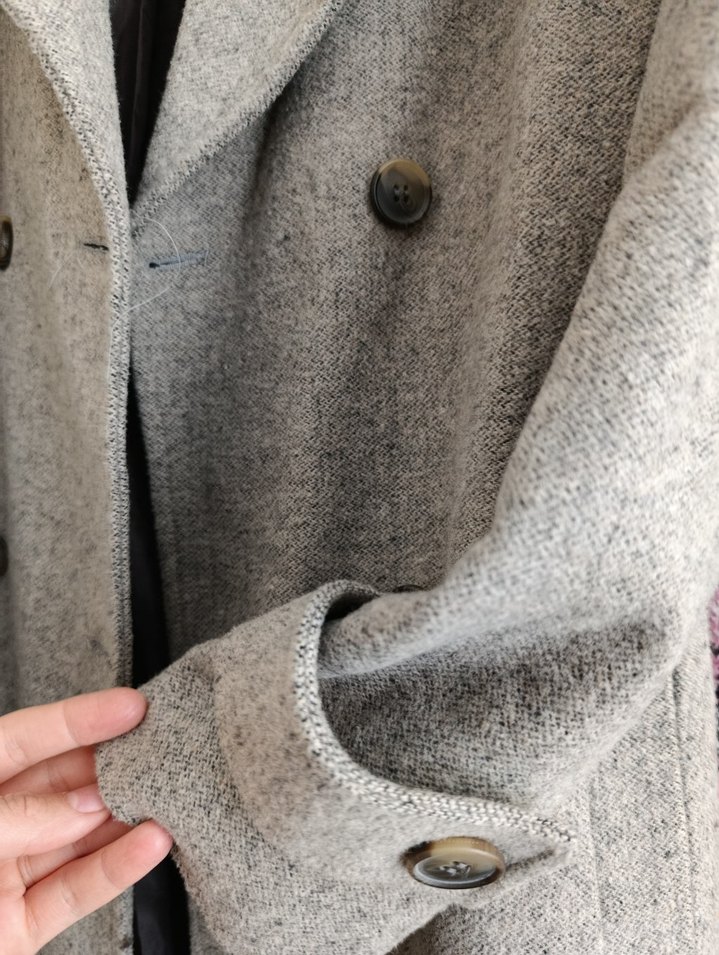 Gri Çift Düğmeli Kadın Kaban - Görsel 3