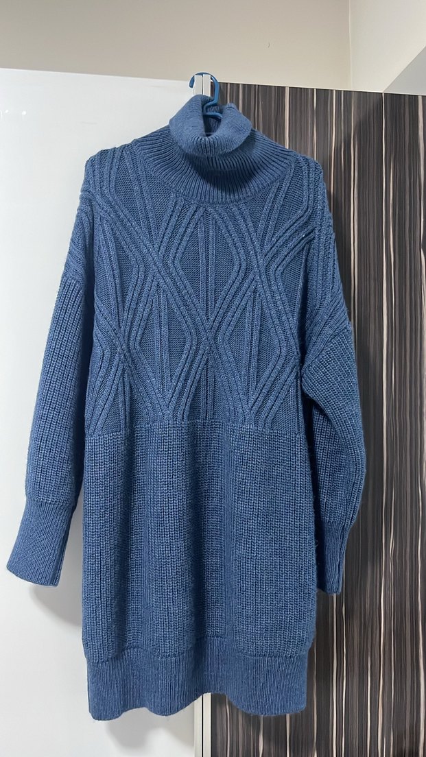 Lacivert Boğazlı Triko Kadın Kazak - Görsel 2