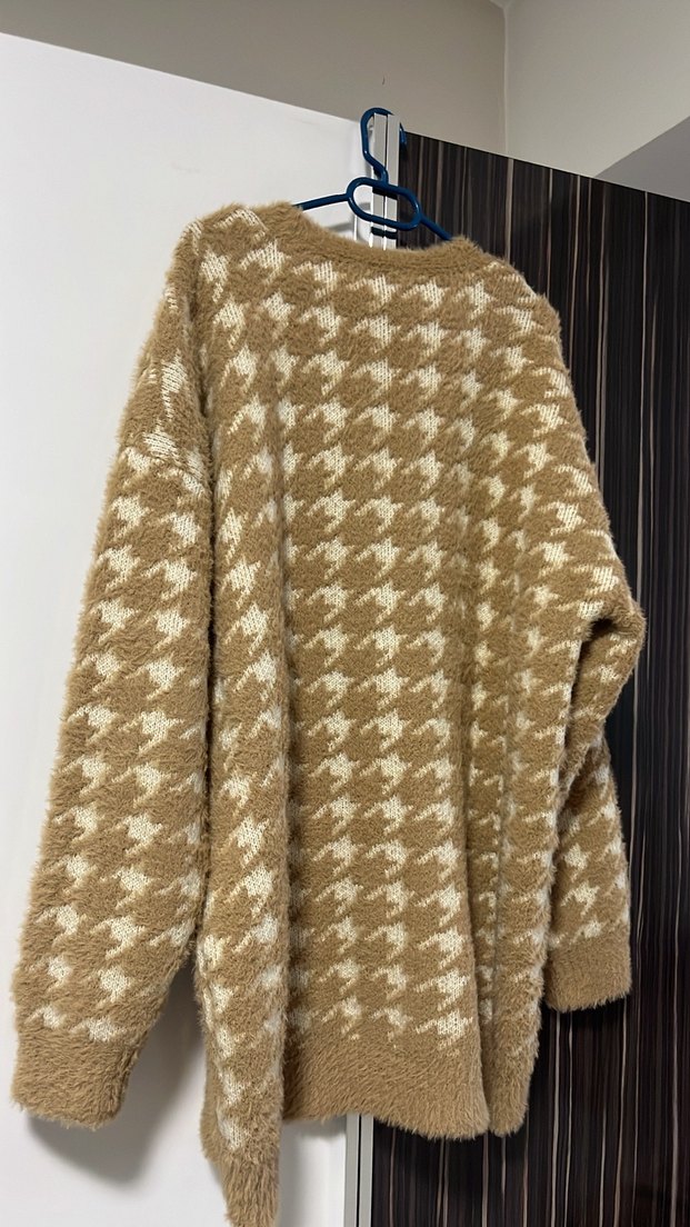 Bej Örgü Kadın Hırka Uzun Kollu - Görsel 5