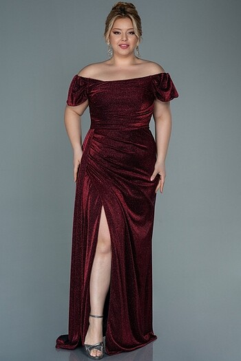 Abiyefon simli bordo abiye
