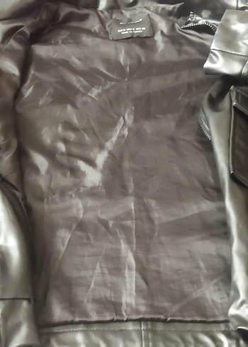 Siyah Deri Kadın Biker Ceket - Görsel 4