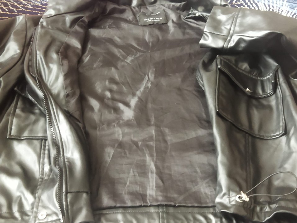 Siyah Deri Kadın Biker Ceket - Görsel 4