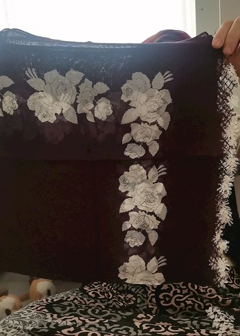 İğne oyası Bordo Gotik Kadın Şal - Görsel 2