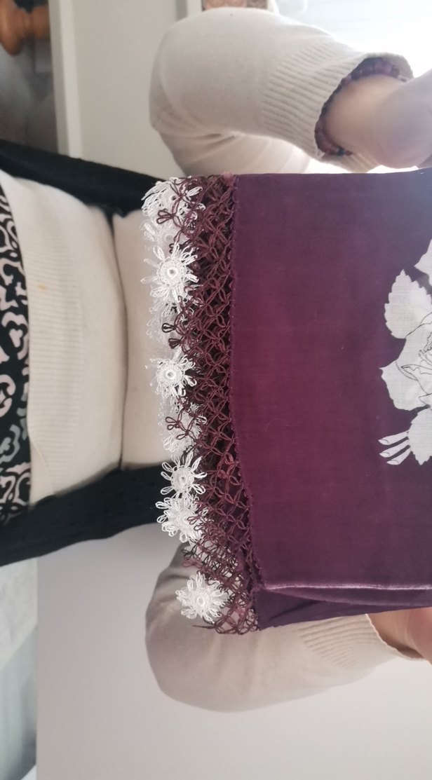 İğne oyası Bordo Gotik Kadın Şal - Görsel 3