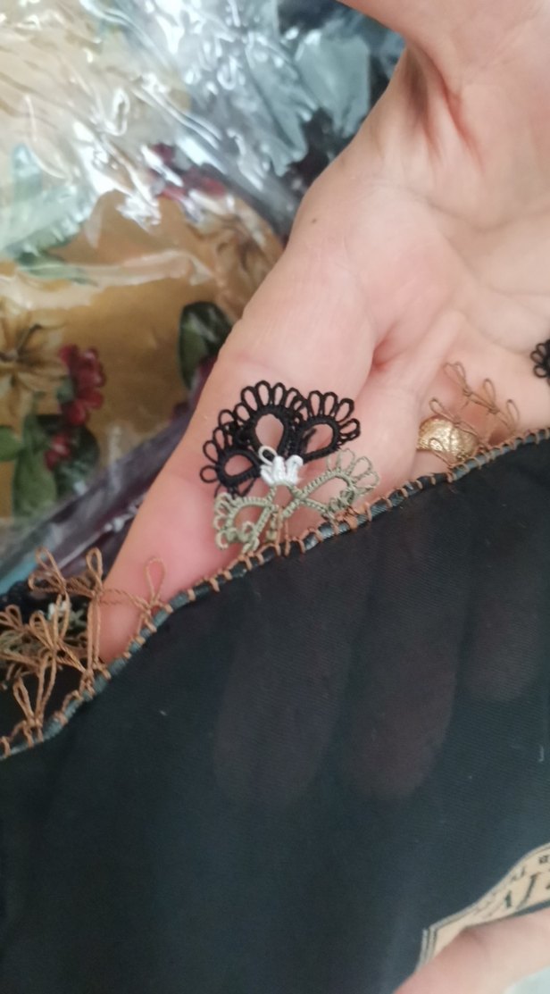 Siyah Dantel Detaylı Bohem Kadın Fular - Görsel 2