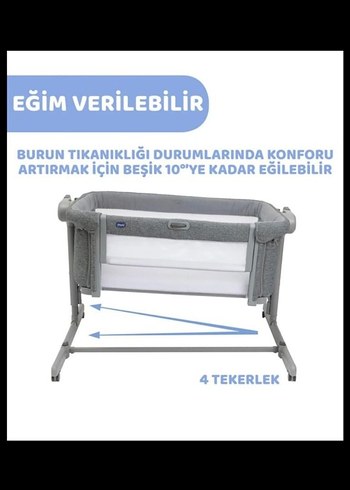 Gri Yan Yataklı Bebek Beşiği - Görsel 4
