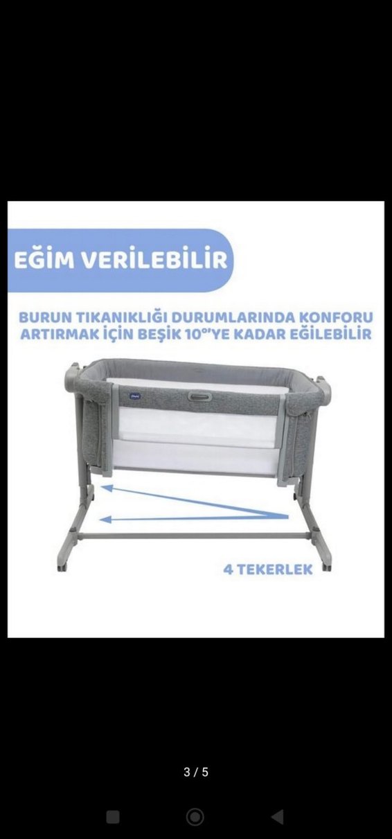 Gri Yan Yataklı Bebek Beşiği - Görsel 4