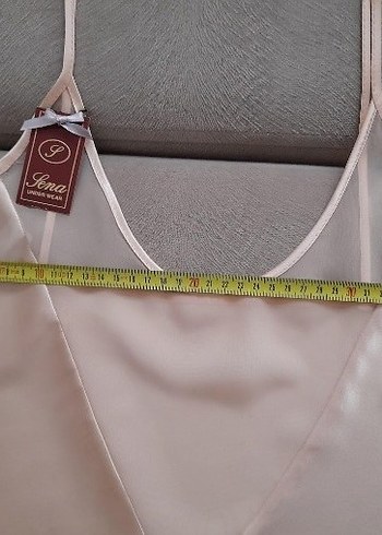 Somon Saten Askılı Mini Gecelik Takımı - Görsel 3