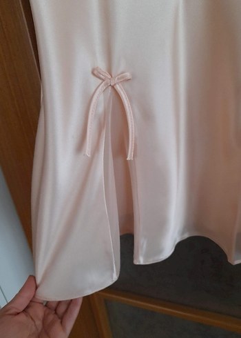 Somon Saten Askılı Mini Gecelik Takımı - Görsel 5