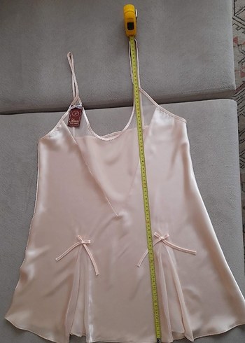 Somon Saten Askılı Mini Gecelik Takımı - Görsel 2