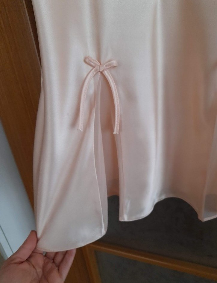 Somon Saten Askılı Mini Gecelik Takımı - Görsel 5