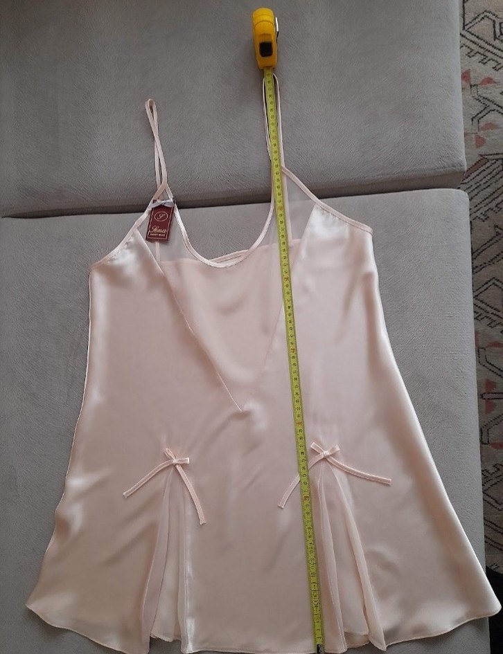 Somon Saten Askılı Mini Gecelik Takımı - Görsel 2