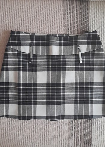 Koton Ekoseli Pileli Mini Etek - Görsel 4